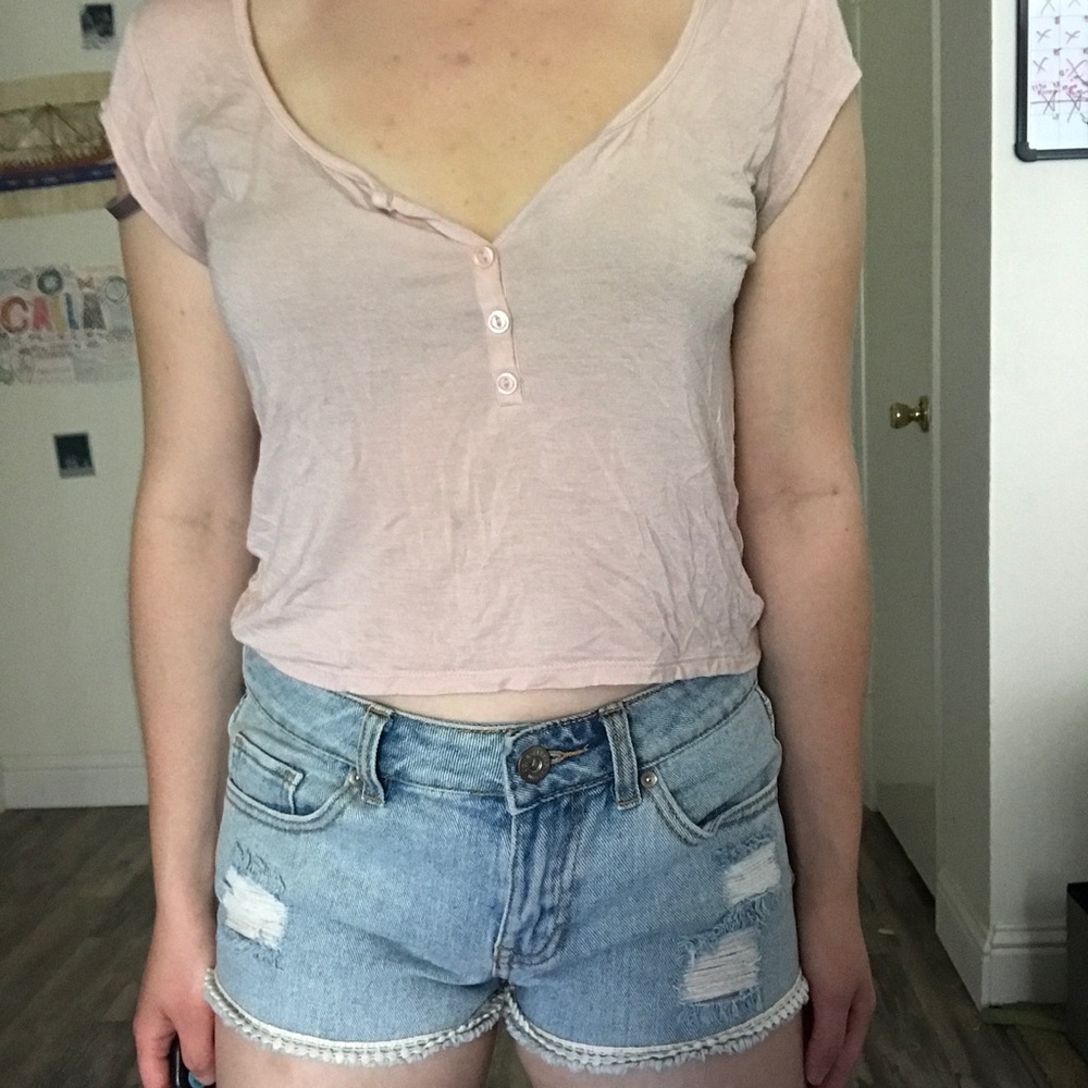 Light pink slightly cropped too with Lacey shorts